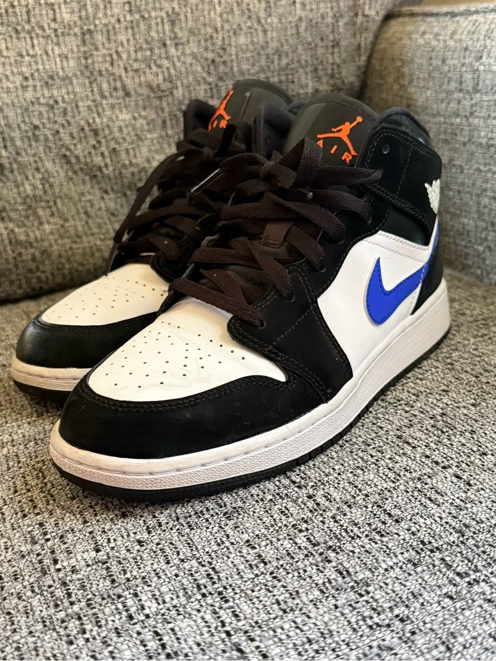 Nike Air Jordan 1 Mid Black White Purple Swoosh
